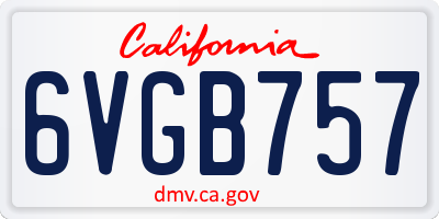 CA license plate 6VGB757