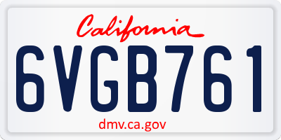 CA license plate 6VGB761