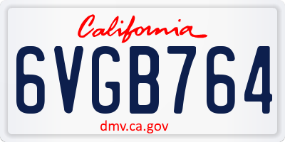 CA license plate 6VGB764
