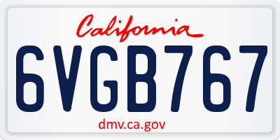 CA license plate 6VGB767