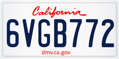 CA license plate 6VGB772
