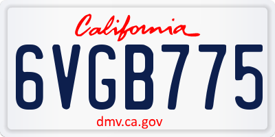 CA license plate 6VGB775