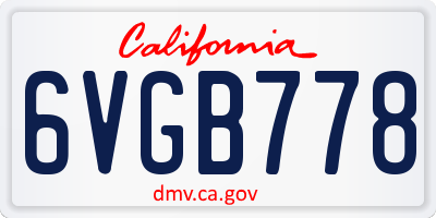 CA license plate 6VGB778