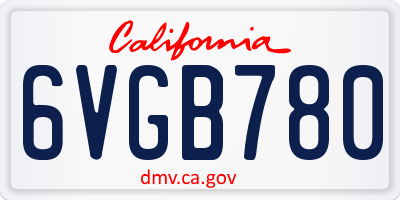 CA license plate 6VGB780
