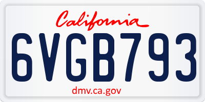 CA license plate 6VGB793