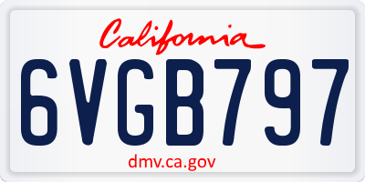CA license plate 6VGB797