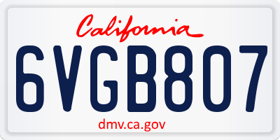 CA license plate 6VGB807