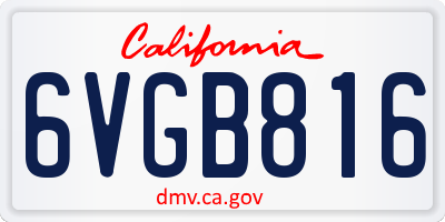 CA license plate 6VGB816
