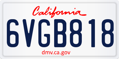 CA license plate 6VGB818