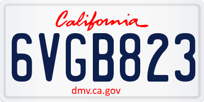 CA license plate 6VGB823