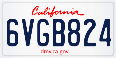 CA license plate 6VGB824