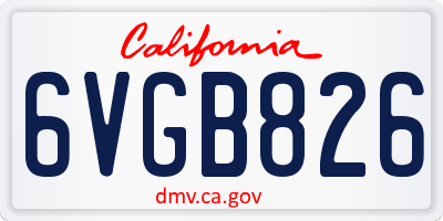 CA license plate 6VGB826