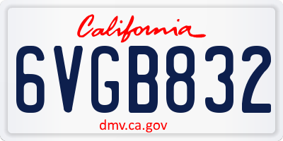 CA license plate 6VGB832