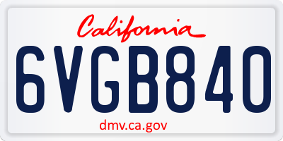CA license plate 6VGB840