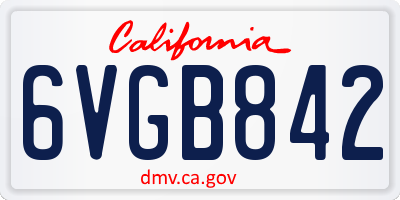 CA license plate 6VGB842