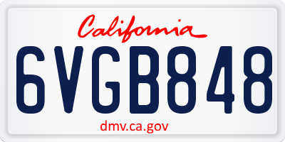 CA license plate 6VGB848