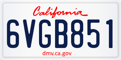 CA license plate 6VGB851