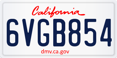 CA license plate 6VGB854