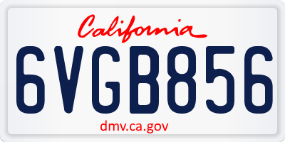 CA license plate 6VGB856