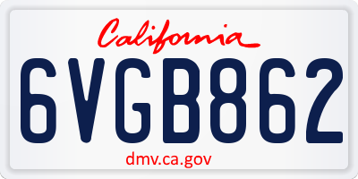 CA license plate 6VGB862