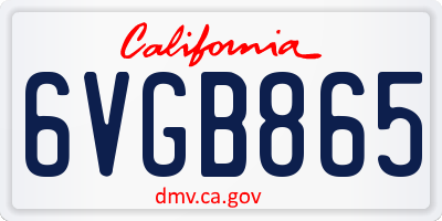 CA license plate 6VGB865