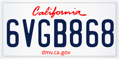 CA license plate 6VGB868