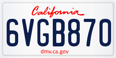 CA license plate 6VGB870