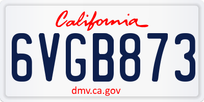 CA license plate 6VGB873
