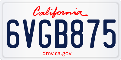 CA license plate 6VGB875