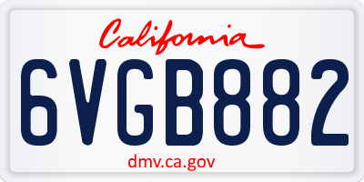 CA license plate 6VGB882