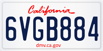 CA license plate 6VGB884