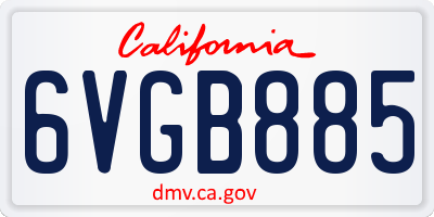 CA license plate 6VGB885