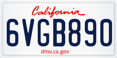 CA license plate 6VGB890