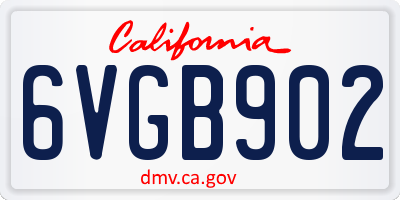 CA license plate 6VGB902