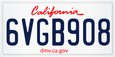 CA license plate 6VGB908