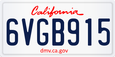 CA license plate 6VGB915