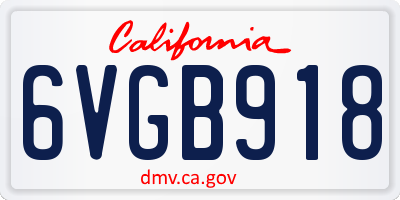 CA license plate 6VGB918