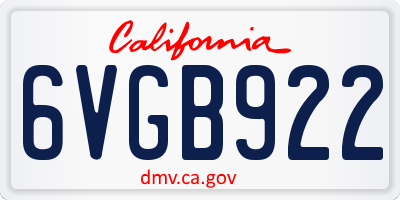 CA license plate 6VGB922