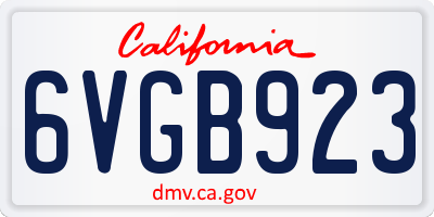 CA license plate 6VGB923
