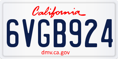 CA license plate 6VGB924