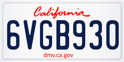 CA license plate 6VGB930