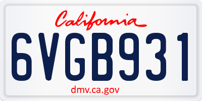 CA license plate 6VGB931