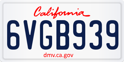 CA license plate 6VGB939