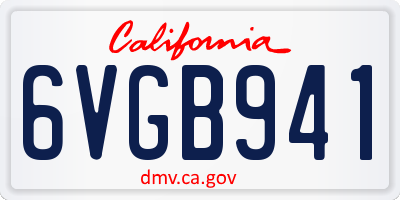 CA license plate 6VGB941
