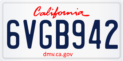 CA license plate 6VGB942
