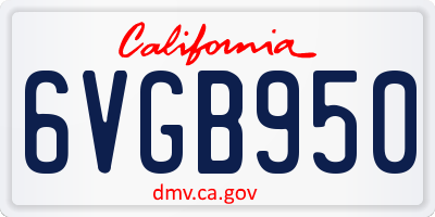 CA license plate 6VGB950