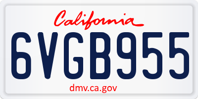 CA license plate 6VGB955