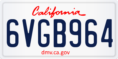 CA license plate 6VGB964