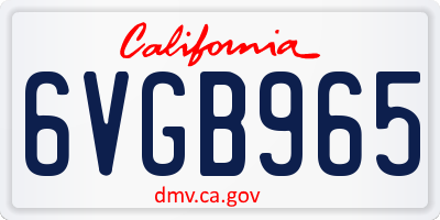 CA license plate 6VGB965