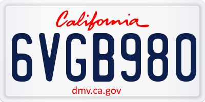 CA license plate 6VGB980